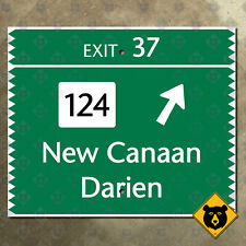 Connecticut Merritt Parkway Exit 37, Route 124, New Caanan, Darien sign 18x15 picture