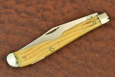 QUEEN CUTLERY USA 1958-60 WINTERBOTTOM BONE EASY OPEN SLIM TRAPPER KNIFE (15967) picture