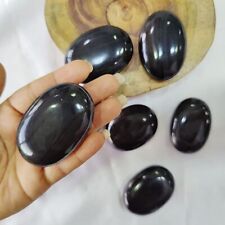 5Pcs Set Black Obsidian Crystal Palmstone Yoga Meditation Oval Pocket Stone picture