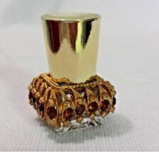 Vtg Small Bejeweled Art Deco Perfume Bottle w/ Lid, Funnel, Orig Box -Refillable picture