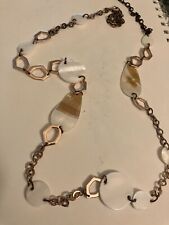 vintage estate GOLD TONE AND WHITE BEAD CHAIN NECKLACE picture