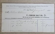 1861 Foreign Salt Company Billhead Receipt New York picture