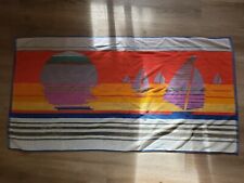 Vintage 1980's Sailboat At Dusk Reversible Oversized  Beach Towel 55x30 picture