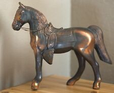Vintage Metal Horse Figurine Tall Copper Bronze Western Horse picture
