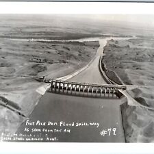 c1950s Glasgow, MT Aerial RPPC Fort Peck Dam Spillway Real Photo Postcard A101 picture