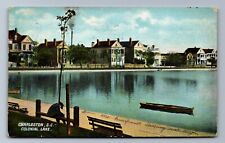 C.1910 COLONIAL LAKE, CHARLESTON, SC SOUTH CAROLINA, BENCH, HOUSES POSTCARD P26 picture