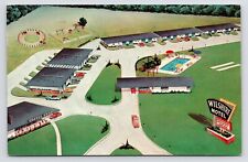 c1950s~Oklahoma City OK~Wilshire Motel & Coffee Shop~MCM Vintage Art Postcard picture