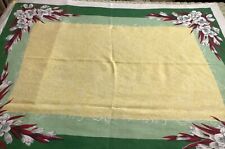 Vintage Linen Tablecloth Tropical Mid Century MCM Hawaiian Floral 51” x 69” picture