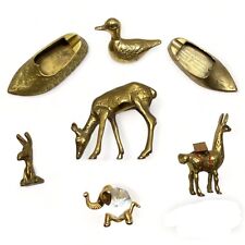 VTG Lot 7 Brass Animals Deer Llama Duck Ashtray Shoes Elephant picture
