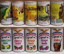 Lot of 5 Diff 1976 Graf's Graf 12 oz S/S Soda Cans American Epic Set 83 1+ H/G picture