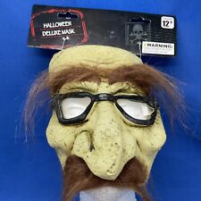 Creepy Old Man Rubber Face Mask NEW Vintage 2004 Glasses Exposed Chin Halloween picture