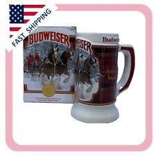 Budweiser 2021 Collectors Plaid Holiday Christmas LARGE 28 oz. Beer Stein Mug picture
