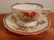 Vintage Crown Ducal Ware England Floral Bone China Tea Cup & Saucer picture
