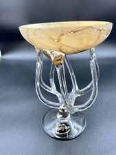 Jozefina Krosno Jellyfish Handblown 7 Leg Art Glass Pedestal Bowl picture
