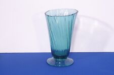 Vintage Jeannette Ultramarine Swirl Slant Top Vase Depression Glass picture