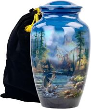 fishing man urn, fish hunting urn, Man, Fishing 10 inch funeral burial adult urn picture