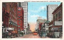 HOUSTON STREET FROM 9TH FORT WORTH TX VINTAGE POSTCARD 1933 102323 S picture