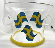 Swedish Flag Ice Champagne Glass  Chiller Bucket Unique Hand Painted picture