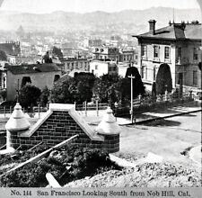 1877 SAN FRANCISCO NOB HILL VIEW to SOUTH frm REAR MARK HOPKINS MANSION~NEGATIVE picture