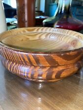Vtg. wood bowl; handmade Artist Signed 9x3 Two Toned, Insane Grain, 3 Tiers picture