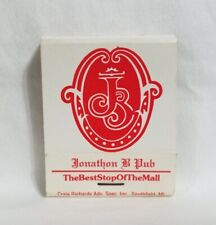 Vintage Jonathon B Pub Restaurant Bar Matchbook Michigan Advertising Full picture