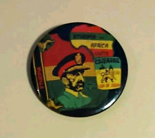 Vintage Haile Selassie Ethiopia Africa Unite  Pinback Button  ~ Lion Of Judah picture