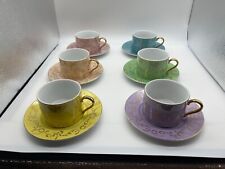 Classic Coffee & Tea, 6 piece set Gold inlay beautiful pastel colors picture