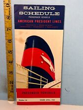 1958 American President Lines Passenger Vessels Sailing Schedules picture