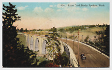 Lotah Latah Creek Bridge Spokane Washington WA Classic Car Lights On  Postcard picture