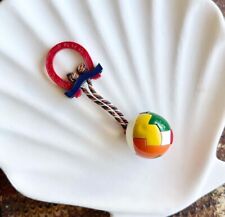 Vintage 1950s Good Luck Horseshoe Puzzle Ball Keychain Bright Plastic picture