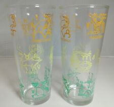 Vintage MCM Astrology Horoscope Sign Drinking Glasses Set of 2 picture