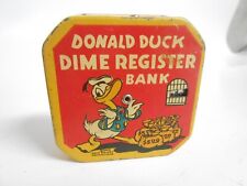 1939 Classic Dime Mechanical Register Tin Pocket Bank Donald Duck Walt Disney picture