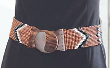 Beautiful Beaded Belt with Wood Buckle Stretch Size Native American Design picture