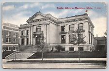 Public Library Manistee Michigan Vintage Postcard picture