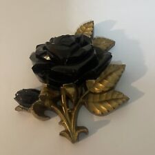 Homco Black And Gold Rose Vintage Wall Hanging  picture