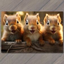 Postcard Three Funny Baby Squirrels in the Autumn Forest Fall picture
