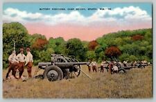 WW2 WWII Postcard Battery Positions Camp McCoy Sparta WI 75 mm 120th Gun Crews picture