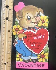 Vintage Kids Valentine's Day Card “Cant Help Being A Little Piggy” picture