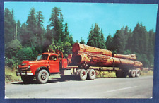 1954 Logging Truck Huge Logs Postcard Cave Junction Oregon Cancel picture