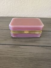Gorgeous Antique Pink OPALINE GLASS Omolu TRINKET Jewelry BOX Casket picture