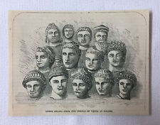 1872 magazine engraving~ GREEK HEADS FROM THE TEMPLE AT VENUS At Golgos picture