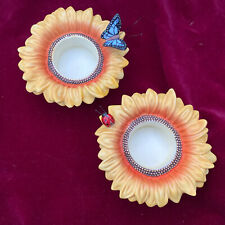 Set/2 Partylite Candle Holders; votives sunflower ladybug butterfly summer EUC picture