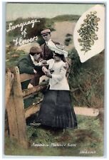 Language Of Flowers Postcard Romance Acacia Platonic Love c1910's Antique Posted picture