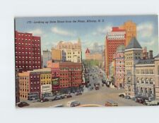 Postcard Looking Up State Street from the Plaza Albany New York USA picture