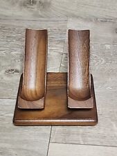 Decatur Industries Walnut Double Two Pipe Stand Rack Holder Vintage picture