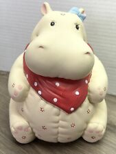 Fitz and Floyd Vintage Pink Hippo Hippopotamus Cookie Jar Quilted Print Bandana picture