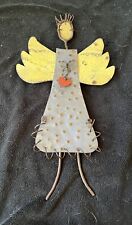 Vtg Rustic Folk Art Angel Recycled Painted Metal picture