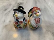 Vtg Mr & Mrs Pilgrim Turkey Salt & Pepper Shakers Thanksgiving Holiday picture