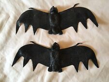 Vintage Made In Hong Kong 2 Ct Halloween Rubber Bat Decoration 1980s 11 Inches picture