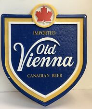 Vintage Imported Old Vienna Canadian Beer Sign Pressed Formed Plastic Rare Leaf picture